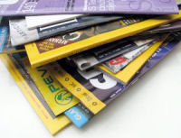 magazines and articles in a pile